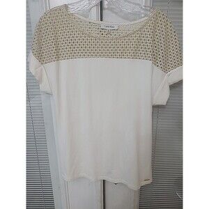 Calvin Klein short sleeve top with a Ivory Lace top short Top Sz S